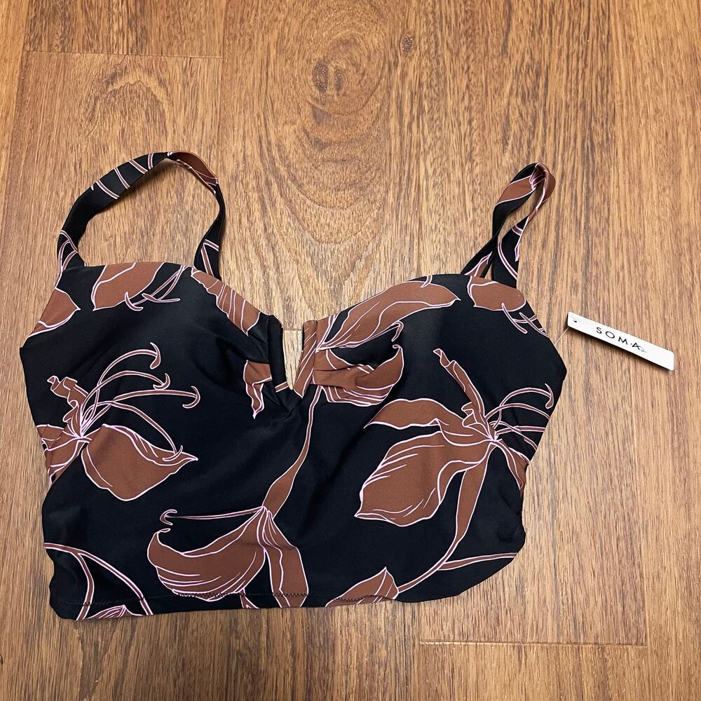 Soma NWT Size Med - tankini top - Tropical black&brown